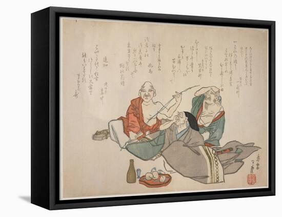 Three Old Men Drinking, C.1844-53-K?sh?-Framed Stretched Canvas