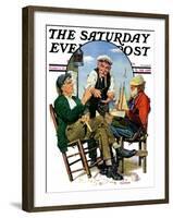 "Three Old Salts," Saturday Evening Post Cover, October 1, 1932-J.F. Kernan-Framed Giclee Print