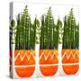 Three orange vases, 2021 (monoprint)-Sarah Thompson-Engels-Stretched Canvas