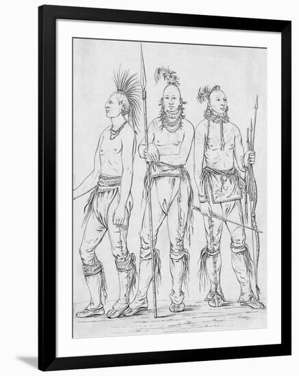 Three Osage Warriors-George Catlin-Framed Giclee Print