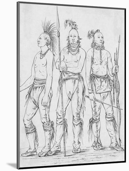 Three Osage Warriors-George Catlin-Mounted Giclee Print