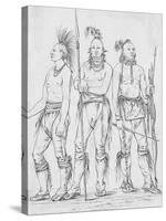 Three Osage Warriors-George Catlin-Stretched Canvas