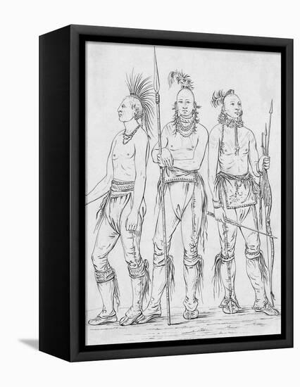 Three Osage Warriors-George Catlin-Framed Stretched Canvas