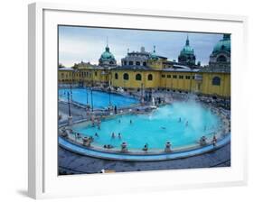 Three Outdoor Naturally Heated Pools and Several Indoor Pools at Szechenyi Baths, Budapest, Hungary-David Greedy-Framed Photographic Print