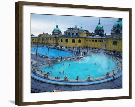 Three Outdoor Naturally Heated Pools and Several Indoor Pools at Szechenyi Baths, Budapest, Hungary-David Greedy-Framed Photographic Print