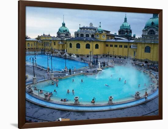 Three Outdoor Naturally Heated Pools and Several Indoor Pools at Szechenyi Baths, Budapest, Hungary-David Greedy-Framed Photographic Print