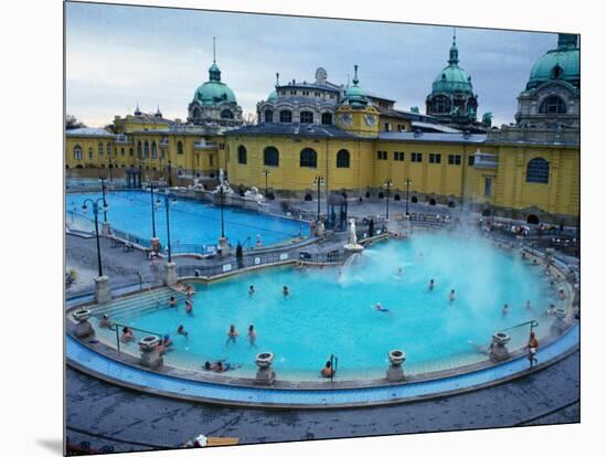 Three Outdoor Naturally Heated Pools and Several Indoor Pools at Szechenyi Baths, Budapest, Hungary-David Greedy-Mounted Photographic Print