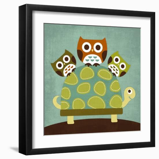 Three Owls on Turtle-Nancy Lee-Framed Art Print