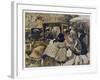 Three Parisiennes Compete for a Cab, But Which Will the Cabbie Favour?-Albert Guillaume-Framed Art Print