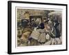 Three Parisiennes Compete for a Cab, But Which Will the Cabbie Favour?-Albert Guillaume-Framed Art Print