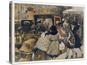 Three Parisiennes Compete for a Cab, But Which Will the Cabbie Favour?-Albert Guillaume-Stretched Canvas