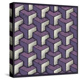 Three Part Tumbling Blocks (Purple)-Susan Clickner-Stretched Canvas