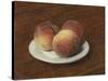 Three Peaches on a Plate, 1868-Ignace Henri Jean Fantin-Latour-Stretched Canvas