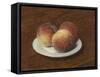 Three Peaches on a Plate, 1868-Ignace Henri Jean Fantin-Latour-Framed Stretched Canvas