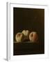 Three Peaches on a Stone Plinth-Adriaen Coorte-Framed Art Print