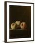 Three Peaches on a Stone Plinth-Adriaen Coorte-Framed Art Print