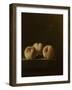 Three Peaches on a Stone Plinth-Adriaen Coorte-Framed Art Print