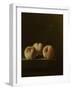 Three Peaches on a Stone Plinth-Adriaen Coorte-Framed Art Print