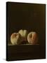 Three Peaches on a Stone Plinth-Adriaen Coorte-Stretched Canvas