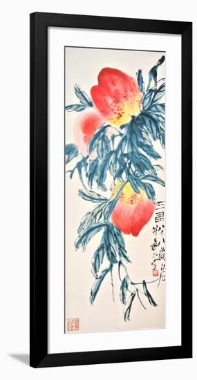 Three Peaches-Qi Baishi-Framed Art Print