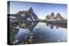 Three Peaks and Mount Paterno Reflected in the Lake. Sesto Dolomites-ClickAlps-Stretched Canvas