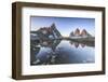 Three Peaks and Mount Paterno Reflected in the Lake. Sesto Dolomites-ClickAlps-Framed Photographic Print