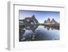 Three Peaks and Mount Paterno Reflected in the Lake. Sesto Dolomites-ClickAlps-Framed Photographic Print