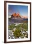 Three peaks of Lavaredo, Dolomites, Italy. The early morning colors the three peaks, in summertime.-ClickAlps-Framed Photographic Print