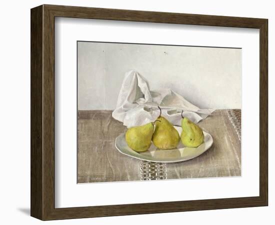 Three Pears on a Plate, Still Life, 1990-Arthur Easton-Framed Giclee Print