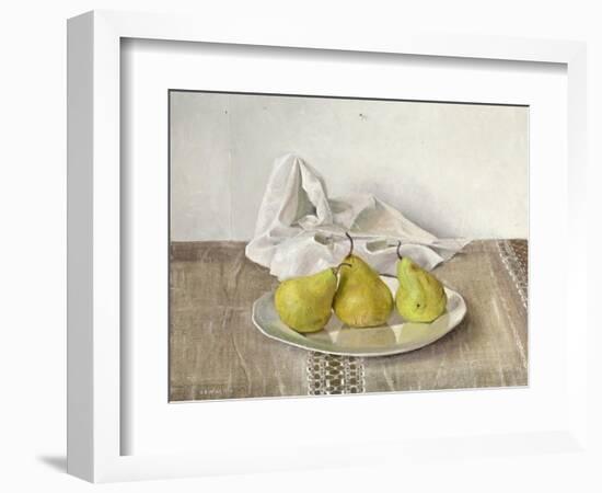 Three Pears on a Plate, Still Life, 1990-Arthur Easton-Framed Giclee Print