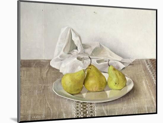 Three Pears on a Plate, Still Life, 1990-Arthur Easton-Mounted Giclee Print