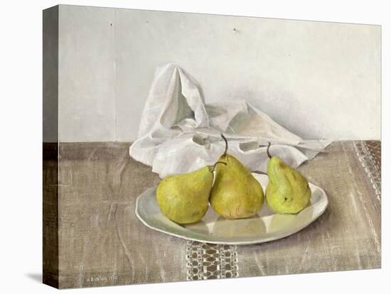 Three Pears on a Plate, Still Life, 1990-Arthur Easton-Stretched Canvas