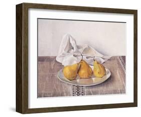 Three Pears on a Plate-Arthur Easton-Framed Art Print