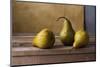 Three Pears on Wooden Table-null-Mounted Art Print