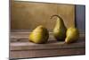 Three Pears on Wooden Table-null-Mounted Art Print