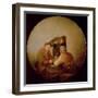 Three Peasants Drinking and Smoking in an Interior-Adriaen Jansz. Van Ostade-Framed Giclee Print