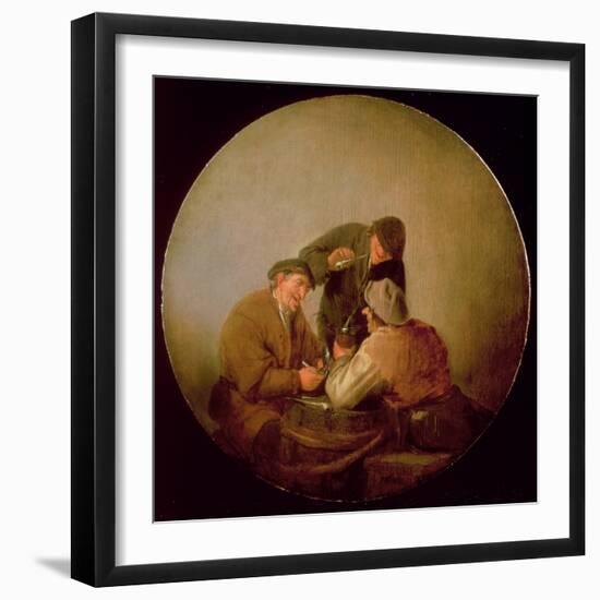 Three Peasants Drinking and Smoking in an Interior-Adriaen Jansz. Van Ostade-Framed Giclee Print