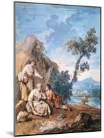 Three Peasants Resting on a River Bank, C1750-Giuseppe Zais-Mounted Giclee Print