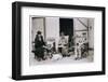 Three People and a Dog on the Beach-null-Framed Photographic Print