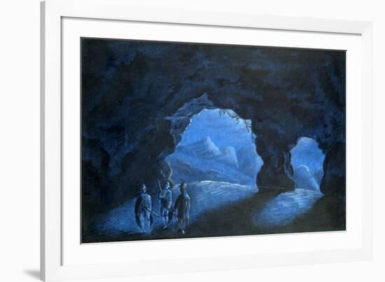 Three People in a Cave in the Mountains, 1825-George Sand-Framed Giclee Print