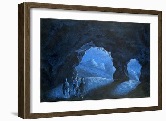 Three People in a Cave in the Mountains, 1825-George Sand-Framed Giclee Print