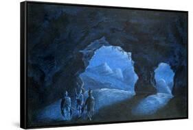 Three People in a Cave in the Mountains, 1825-George Sand-Framed Stretched Canvas