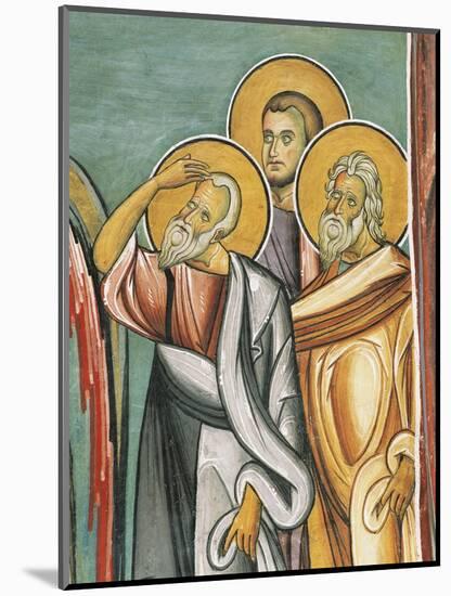 Three People in a Church, Panagia Too Araka, Bizantine, Troodos Mountains, Cyprus-null-Mounted Giclee Print