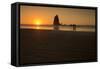 Three People Walk Along Cannon Beach, Oregon, at Sunset-Ben Coffman-Framed Stretched Canvas