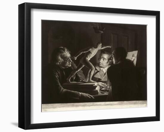 Three Persons Viewing the Gladiator by Candlelight, Engraved by William Pether, 1769-Joseph Wright of Derby-Framed Giclee Print