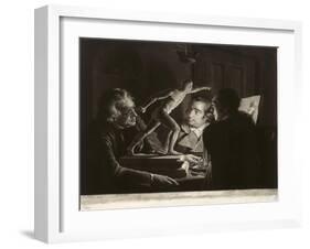 Three Persons Viewing the Gladiator by Candlelight, Engraved by William Pether, 1769-Joseph Wright of Derby-Framed Giclee Print