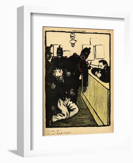 Three Policemen Bring a Man Beaten Black and Blue into the Police Station-F?lix Vallotton-Framed Giclee Print