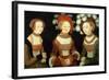 Three Princesses of Saxony, Sibylla (1515-92), Emilia (1516-91) and Sidonia (1518-75)-Lucas Cranach the Elder-Framed Giclee Print