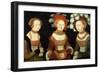 Three Princesses of Saxony, Sibylla (1515-92), Emilia (1516-91) and Sidonia (1518-75)-Lucas Cranach the Elder-Framed Giclee Print