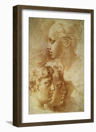 Three Profiles-Parmigianino-Framed Art Print